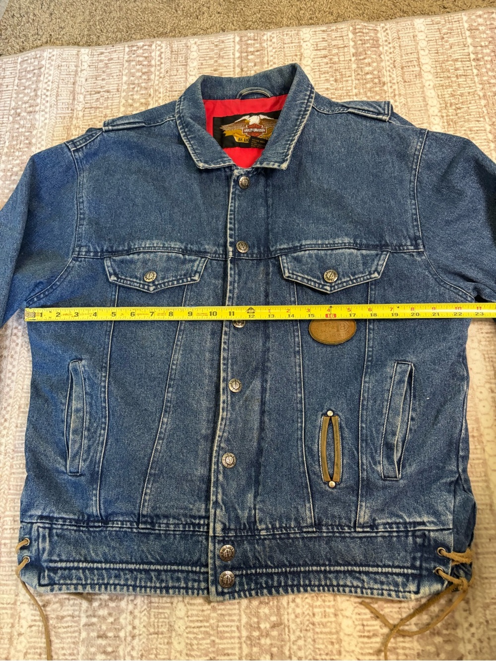 1990s Vintage Harley Davidson Motorcycle Jean Jacket Size L - Picture 2 of 13
